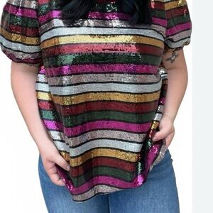 Fate Striped  Sequin Women's Top